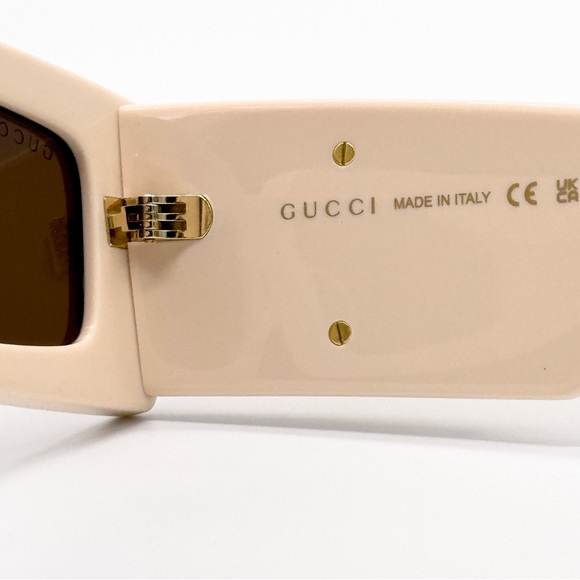 NEW GUCCI GG1425S 004 RECTANGLE BEIGE BROWN WOMEN SUNGLASSES GUCCI - Picture 10 of 12
